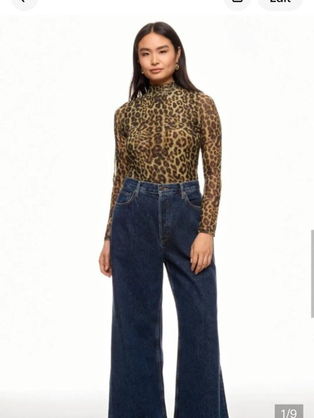 Ronny Kobo Leopard Print Mesh Top Size Small